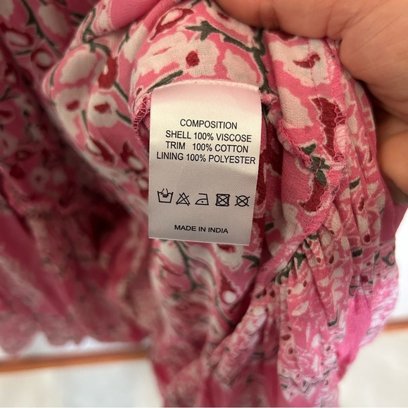 Anthropologie Muche & Muchette Pink Floral One Shoulder Dress Ruffle Hem - Picture 3 of 4